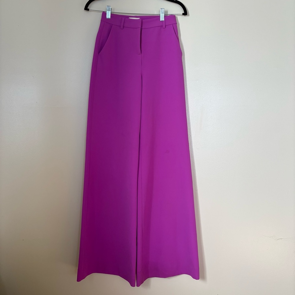 L'AGENCE Wide-Leg Tailored Pants in Fuchsia 00